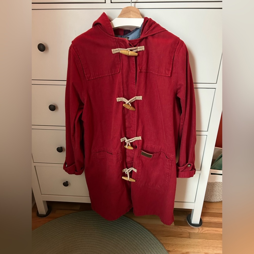 90s Denim & Co red toggle coat